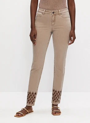 Embellished Cutout Detail Jeans