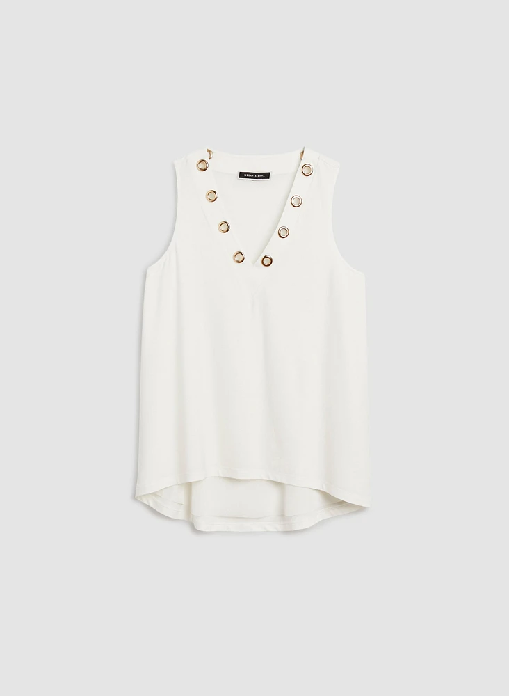 Eyelet Detail Sleeveless Top