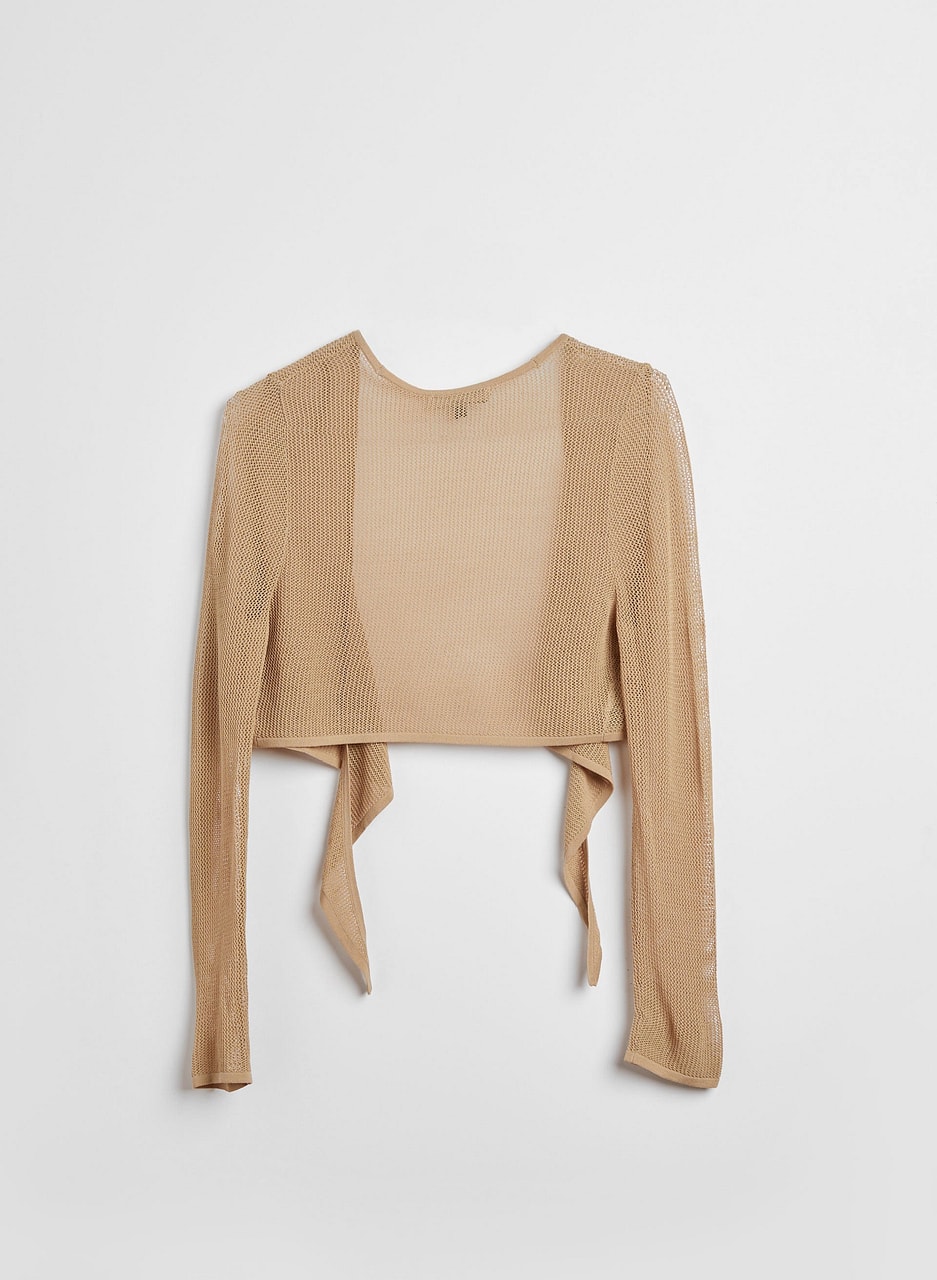 Open Stitch Tie Front Bolero