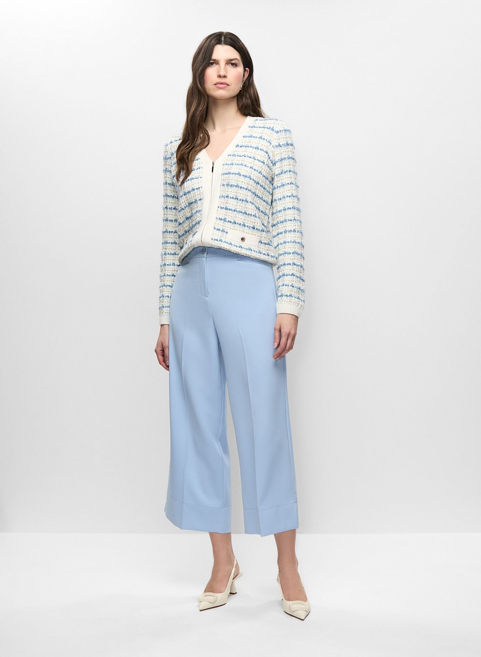 Striped Bouclé Cardigan & Culotte Pants