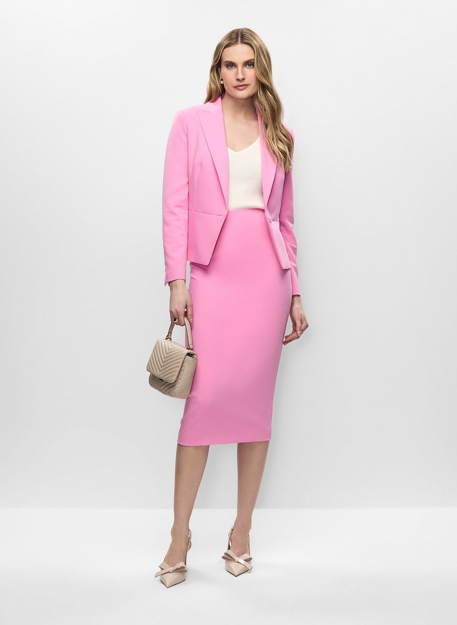 Single-Button Blazer & Pencil Skirt