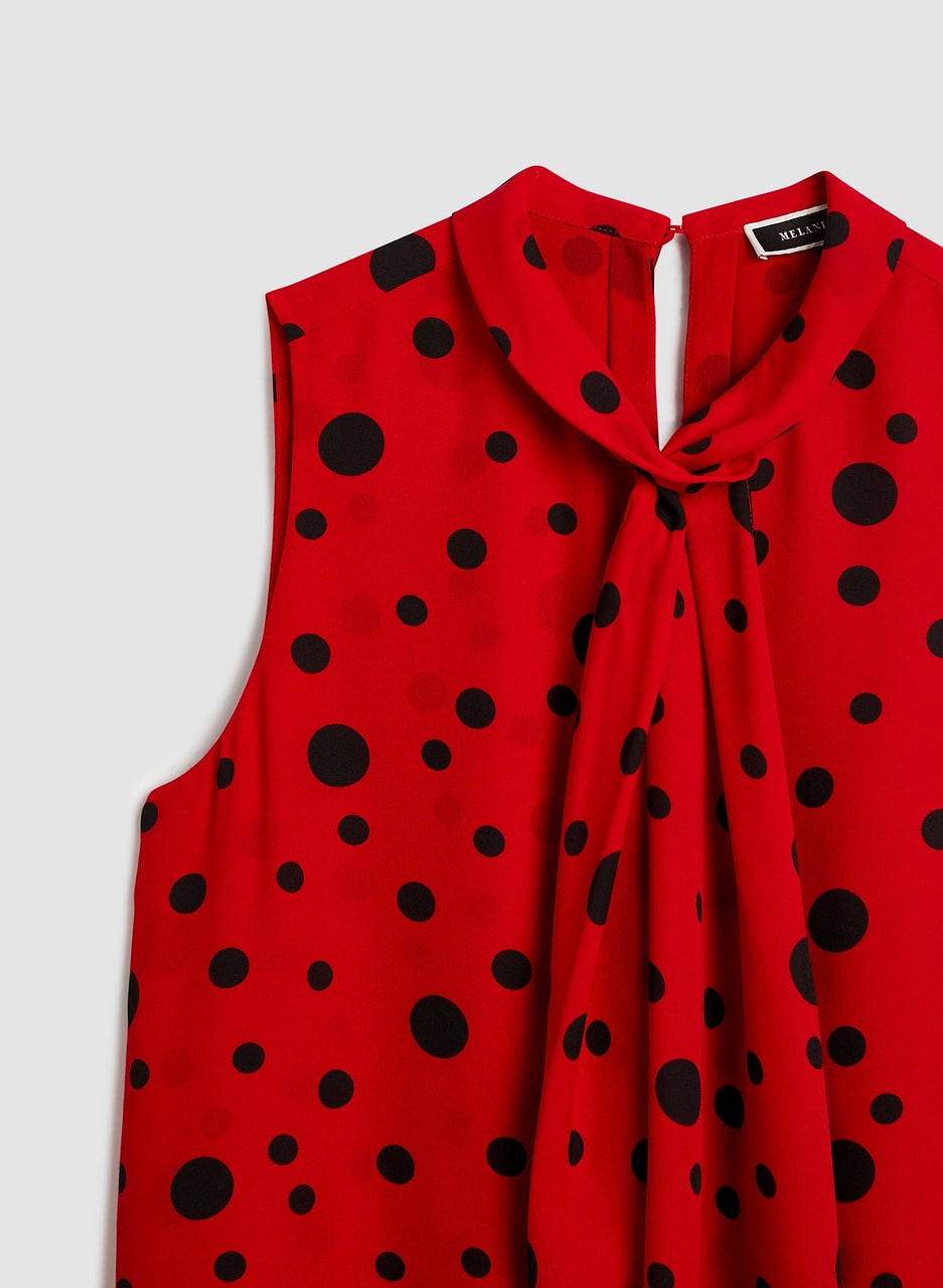 Polka Dot Tie Detail Blouse