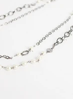 Two Row Pearl Chain Necklace