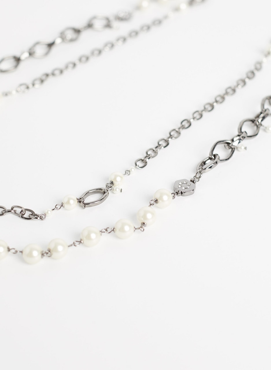 Two Row Pearl Chain Necklace