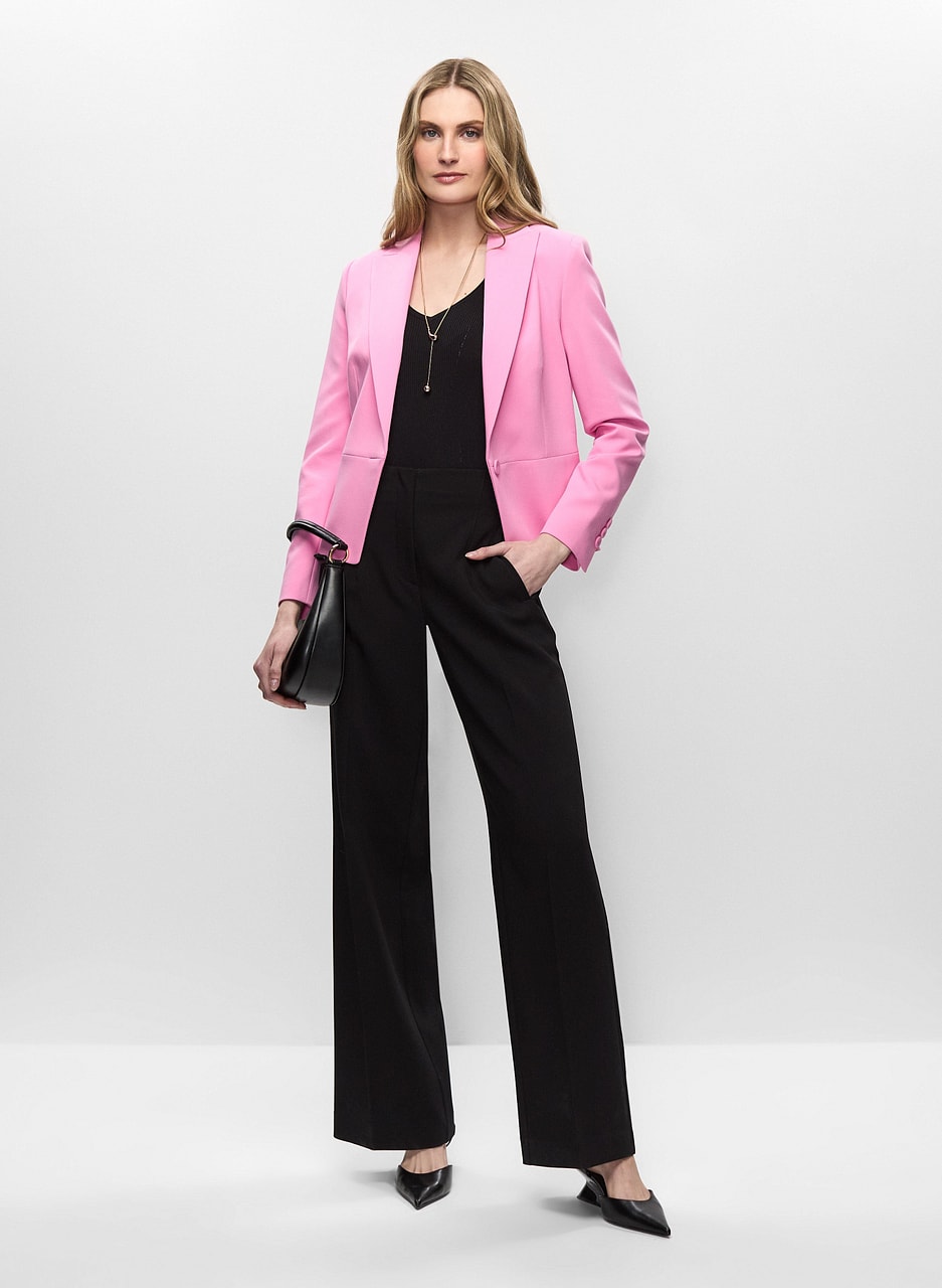 Cropped Single-Button Blazer & Wide Leg Pants