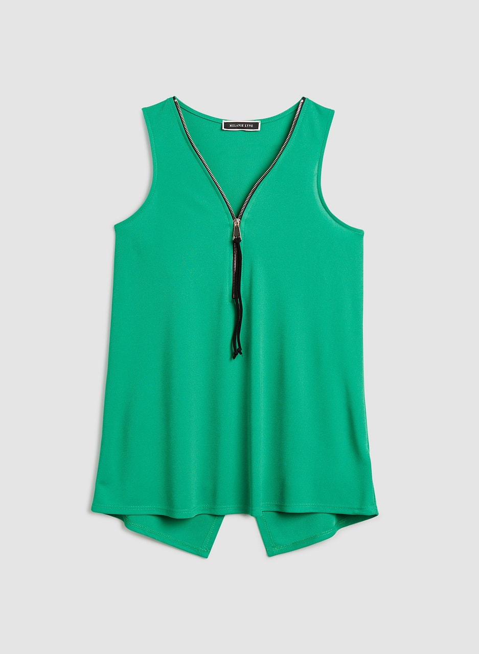 Contrast Zip V-Neck Top