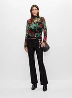 Semi-Sheer Floral Motif Top