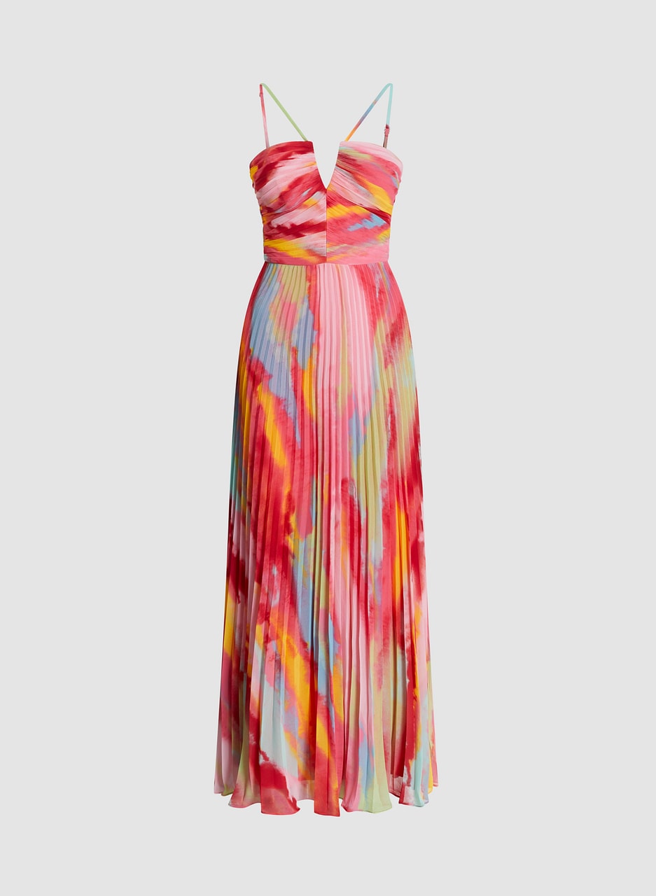 Chiffon Pleated Marbled Dress