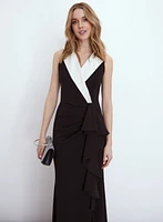 V-Neck Tuxedo Dress