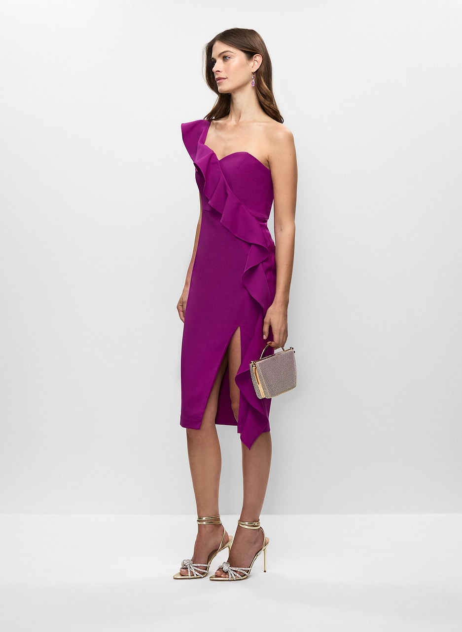 Adrianna Papell - One Shoulder Ruffle Dress