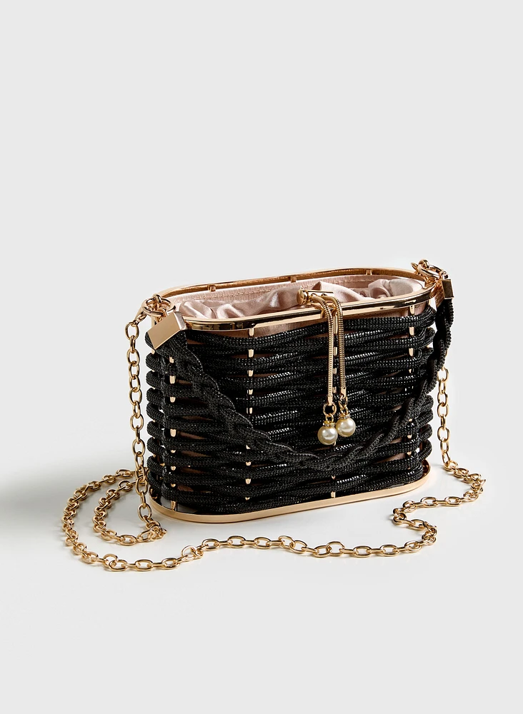 Satin Lined Woven Clutch