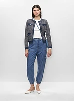 Denim Trim Bouclé Jacket & Cargo Jeans