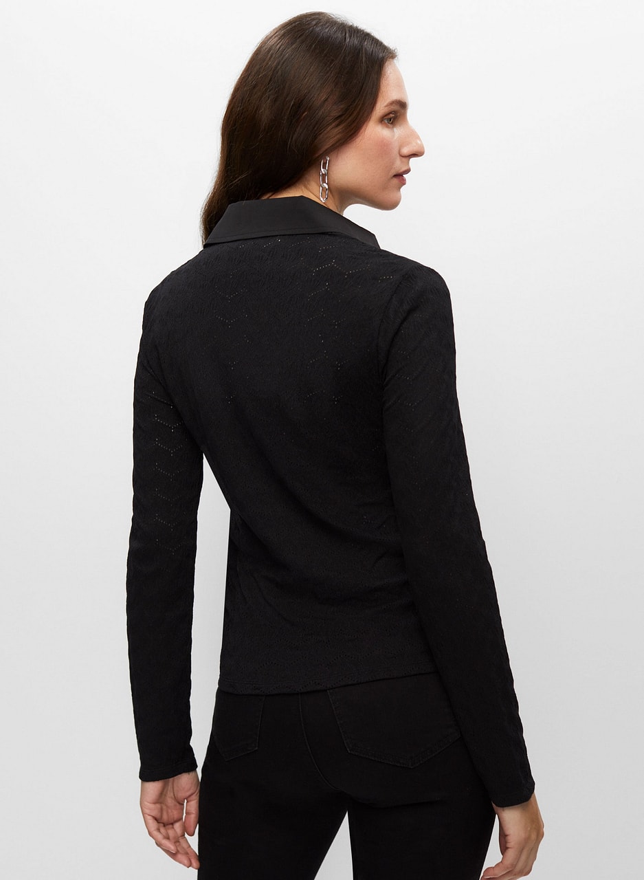 Jacquard Zip Front Top