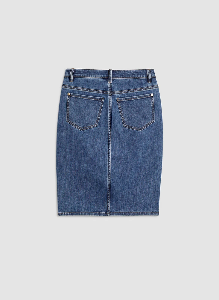 Zip Detail Denim Pencil Skirt