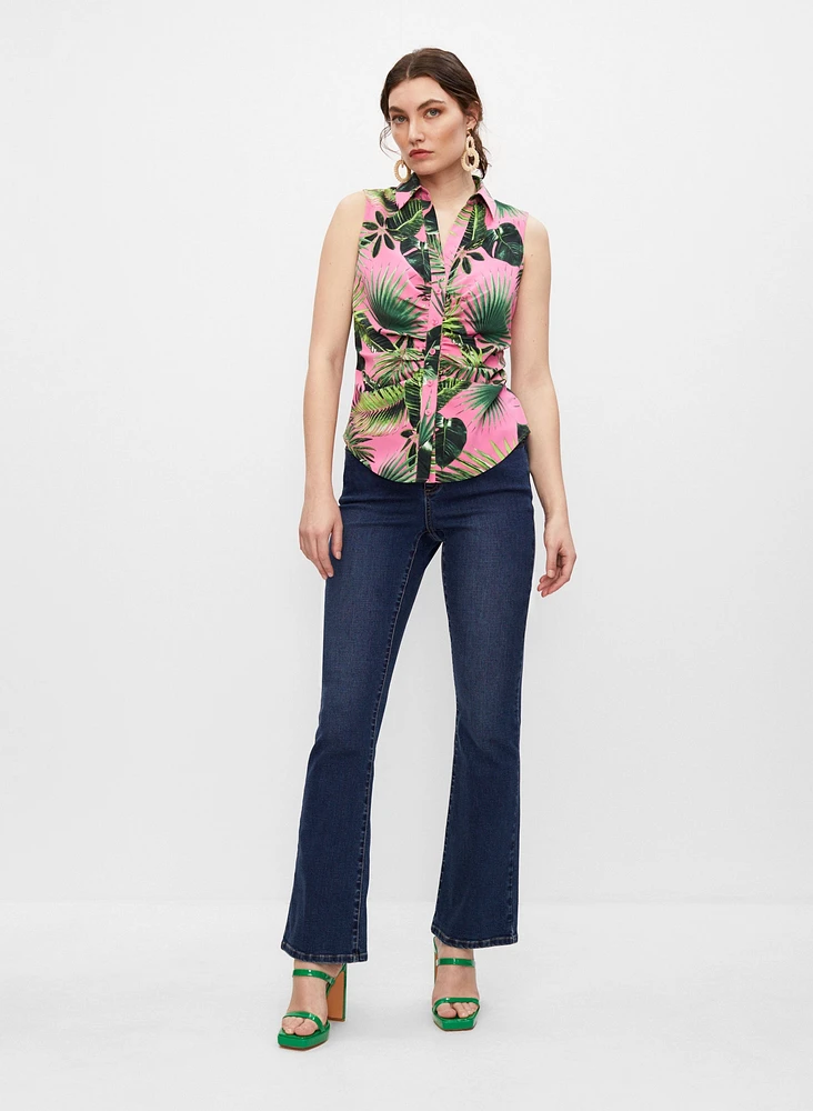 Tropical Print Sleeveless Top