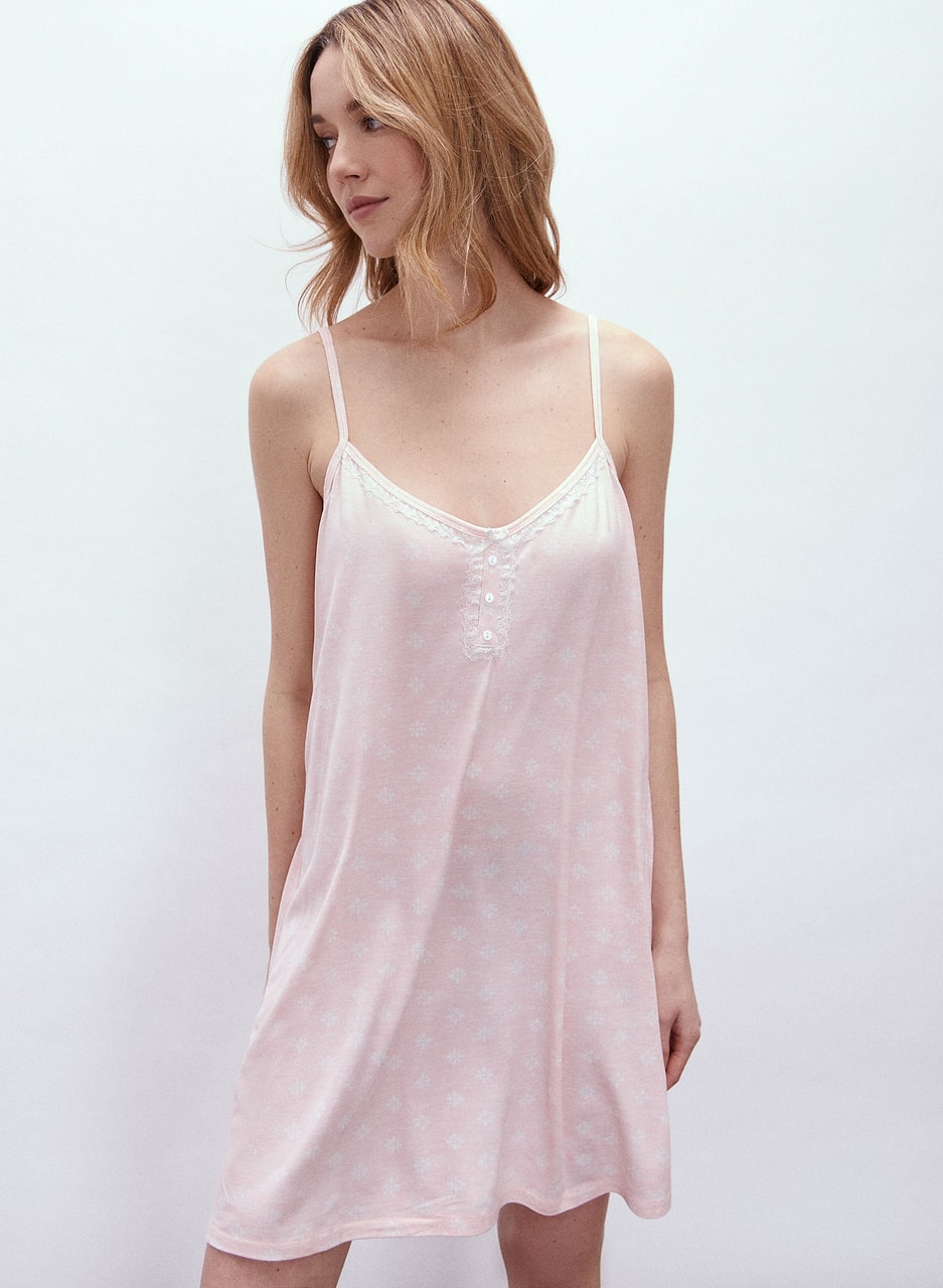 Lace & Button Detail Nightgown