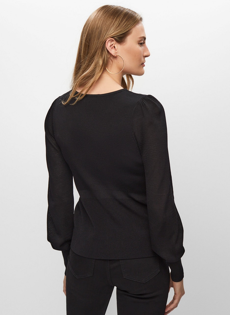 Belt Detail Peplum Pullover