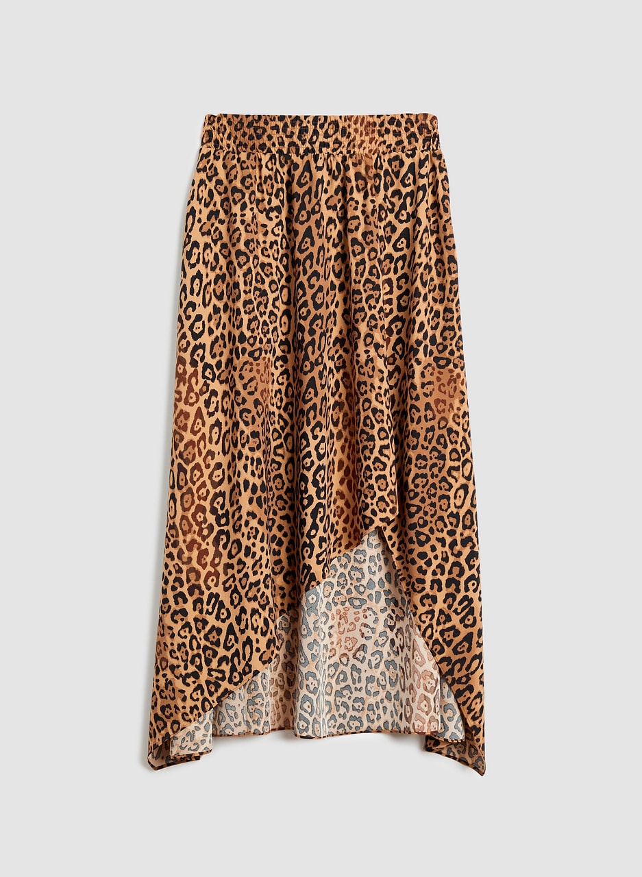 Leopard Print Smocked Waist Skirt