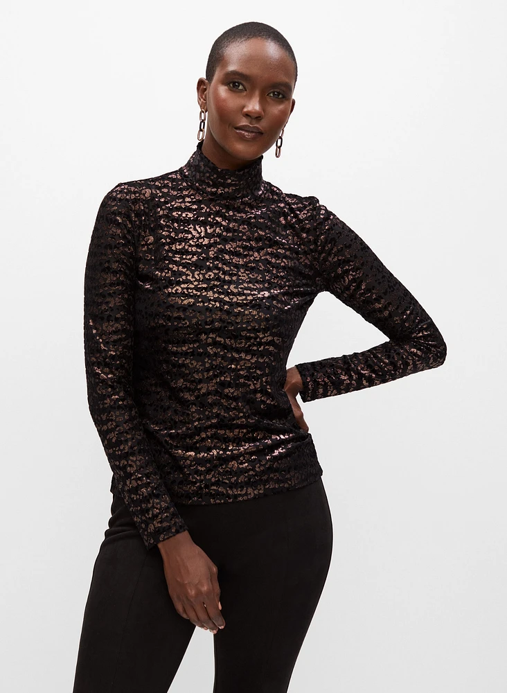 Shimmer Turtleneck Top