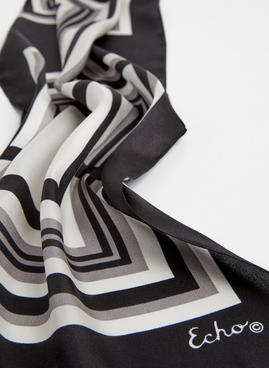 Geometric Print Silk Scarf