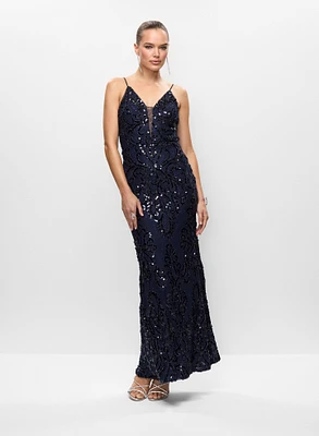 V-Neck Sequin Dress