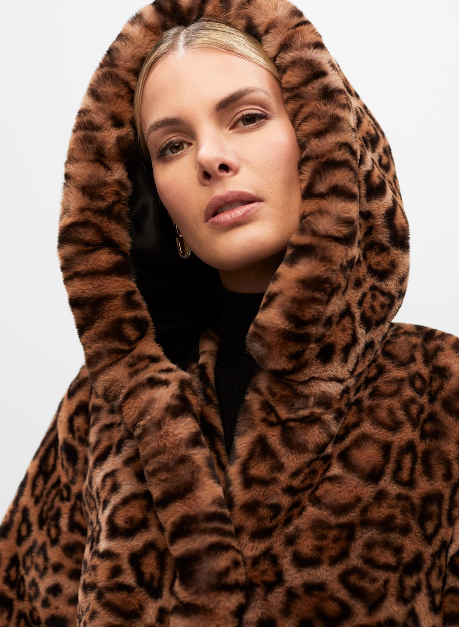 Leopard Print Faux Fur Coat