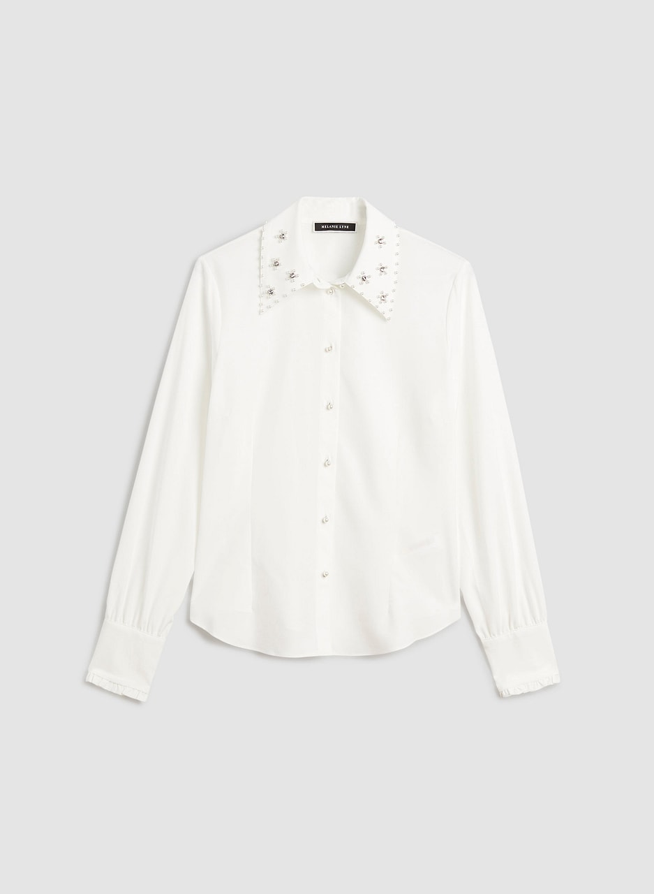 Pearl Embellished Button-Up Shirt