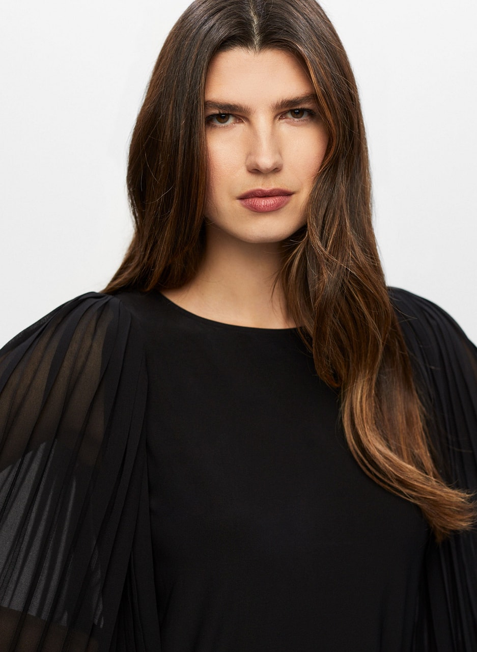 Pleated Chiffon Sleeve Top