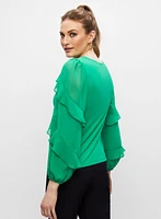 Ruffle Sleeve Chiffon Top