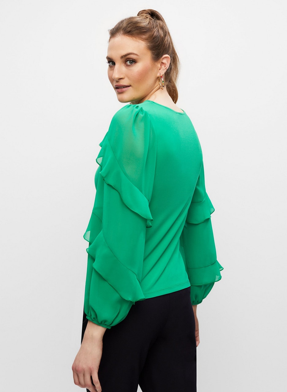 Ruffle Sleeve Chiffon Top