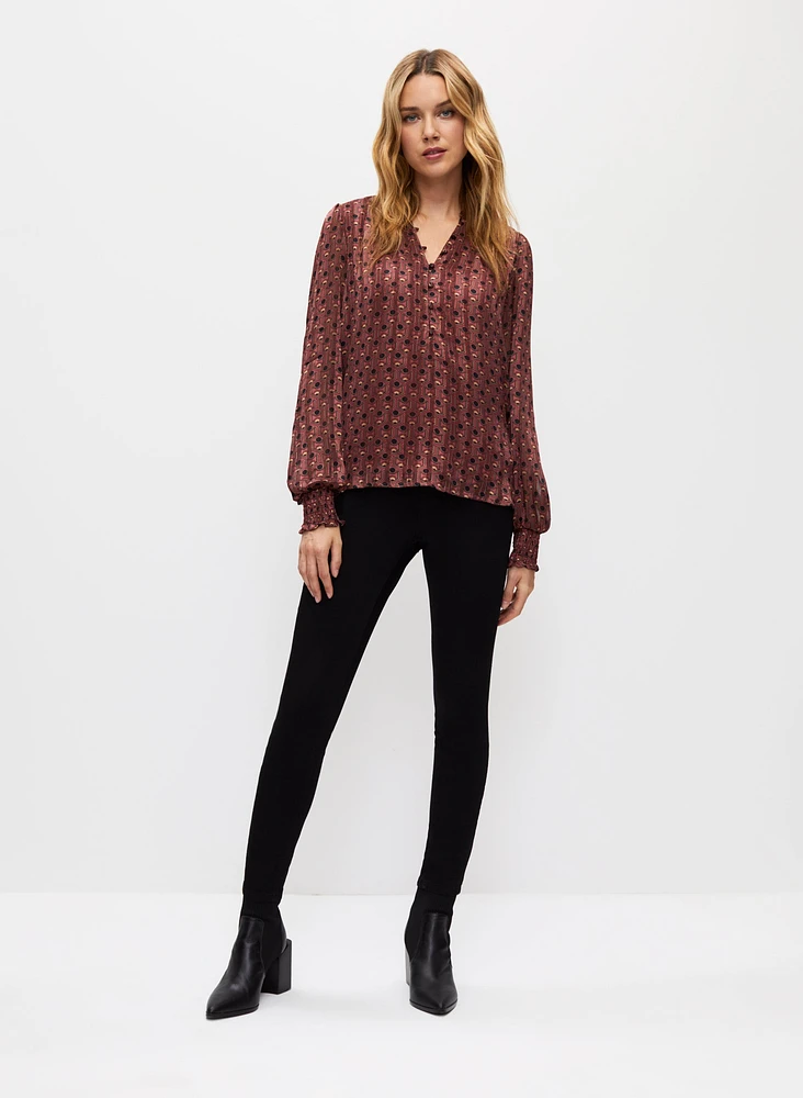 Geometric Print Chiffon Blouse