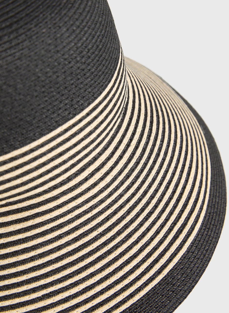 Two-Tone Straw Cloche Hat