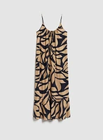 Tonal Leaf Print Maxi Dress