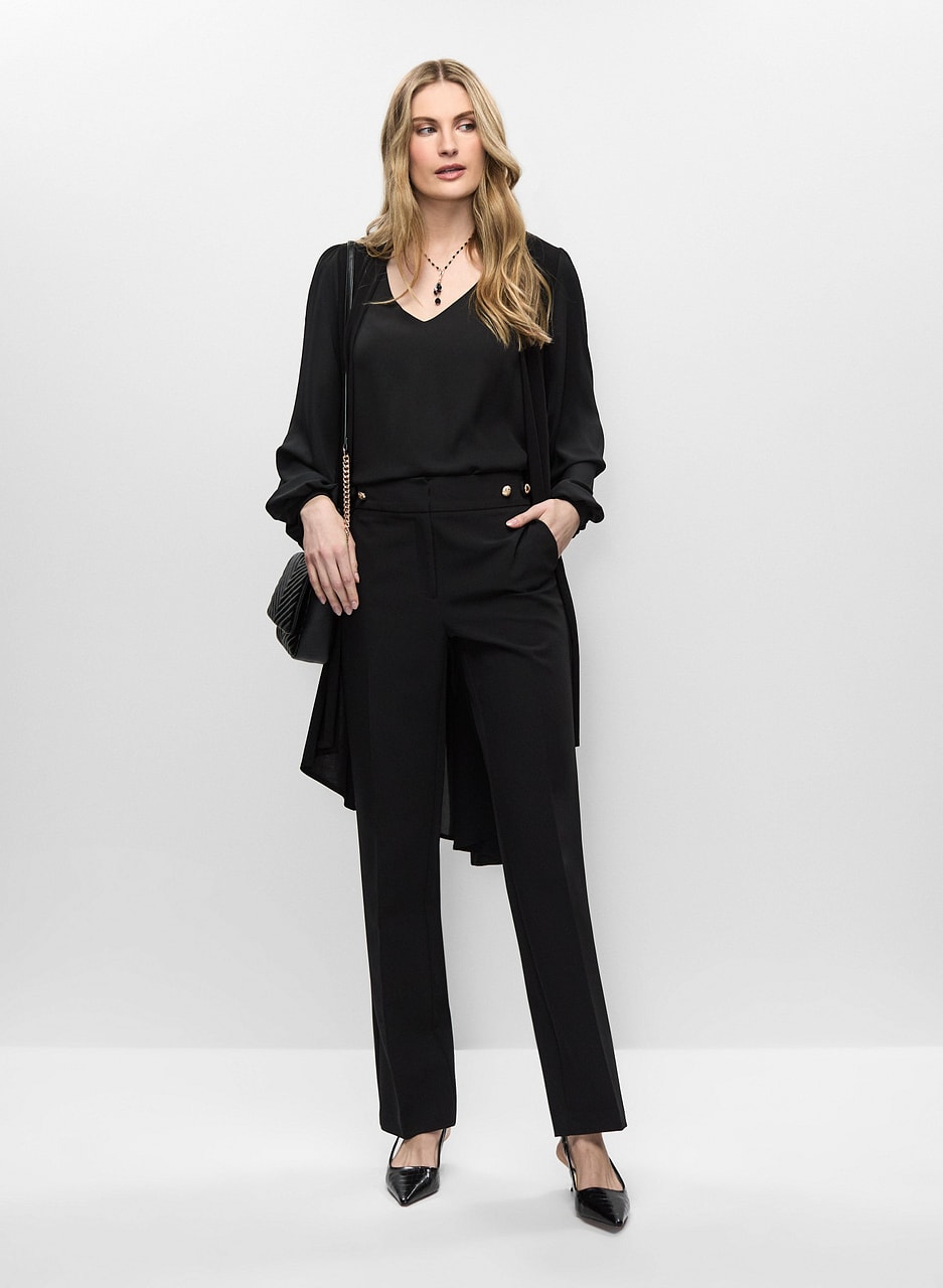 Asymmetric Open Front Top & Straight Leg Trousers