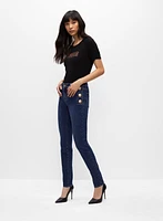 Button Detail Slim Leg Jeans