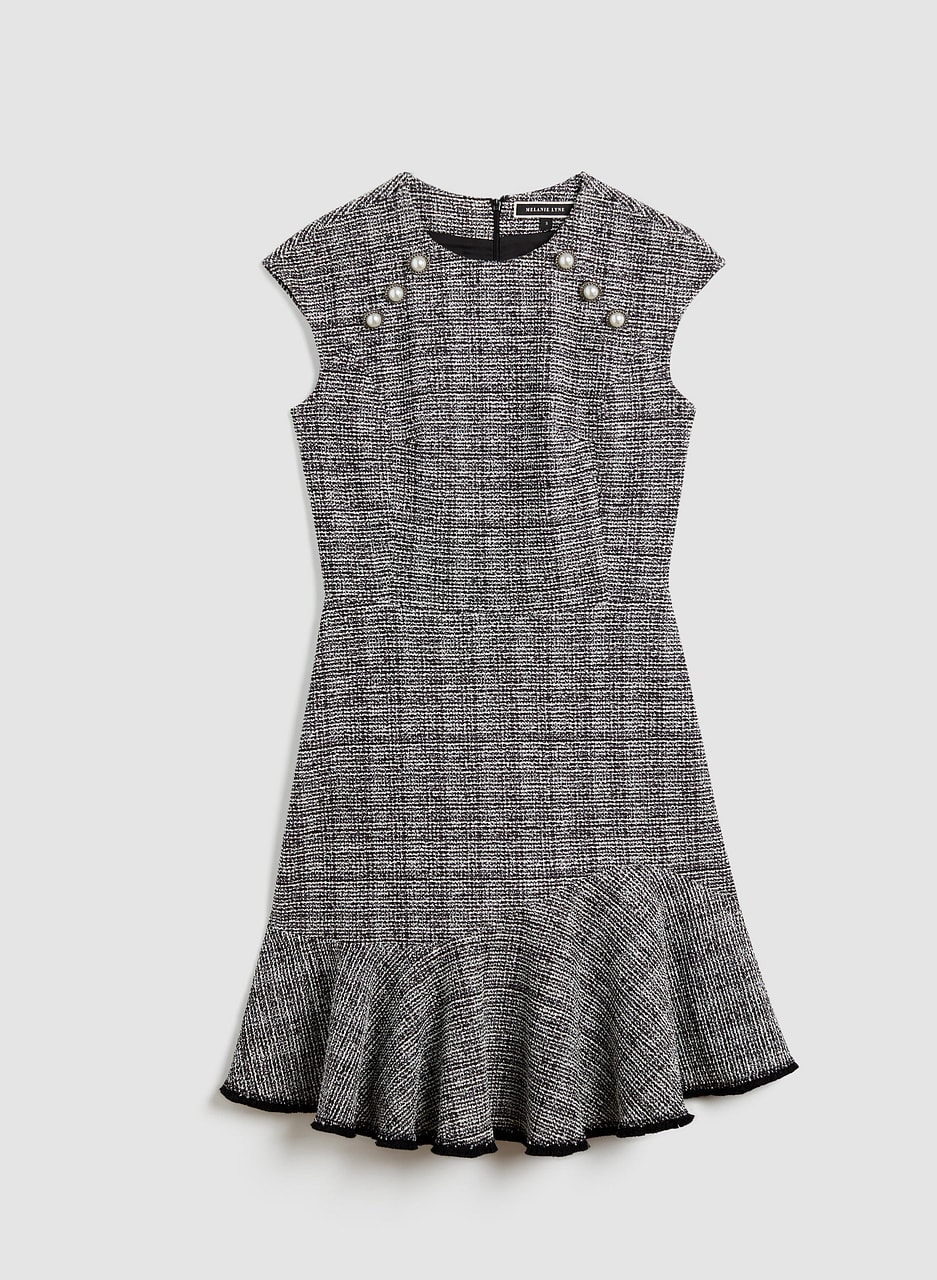 Pearl Detail Boucle Dress