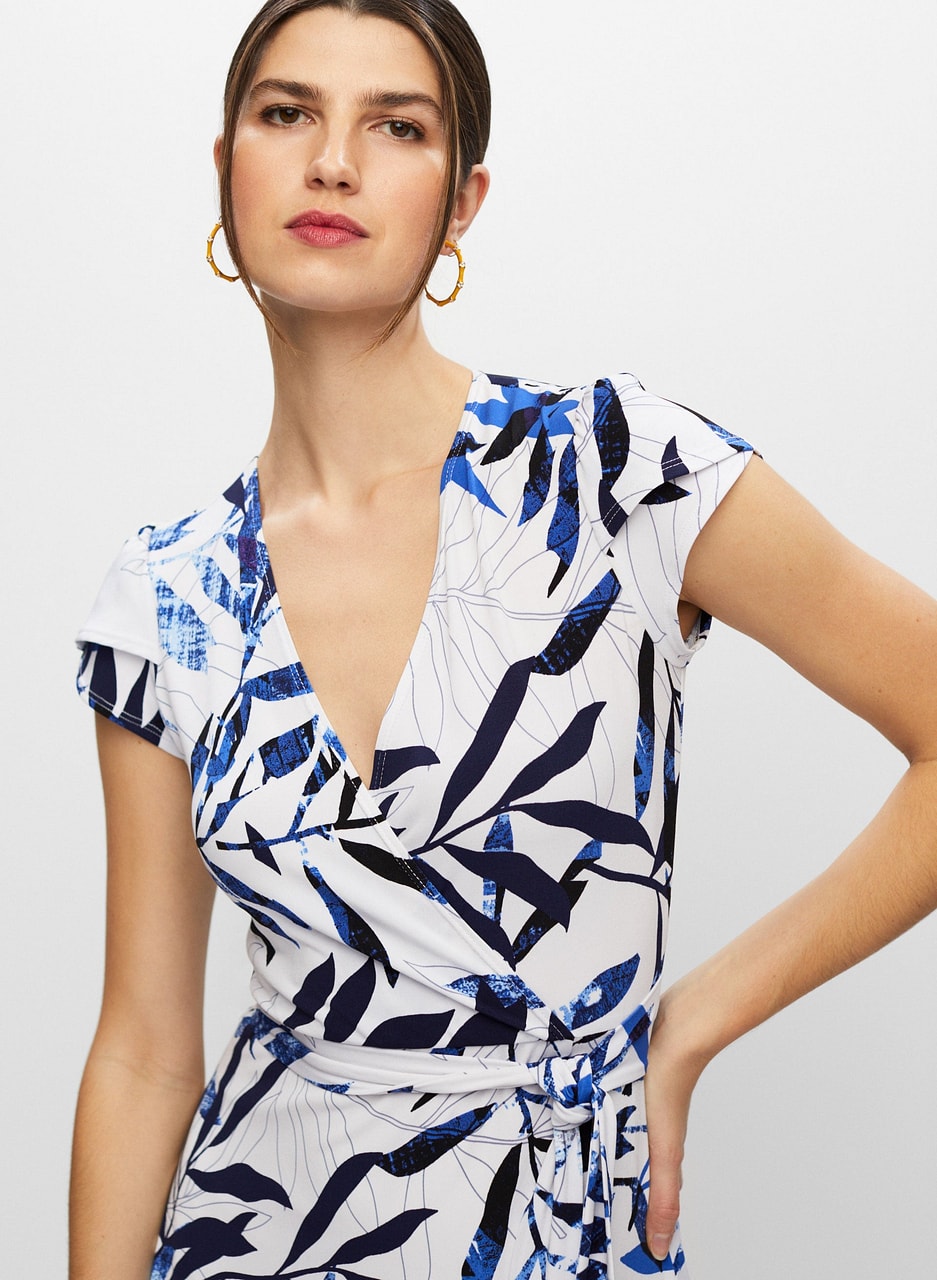 Geometric Print Wrap Dress