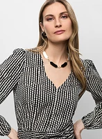 Wavy Pattern Balloon Sleeve Blouse