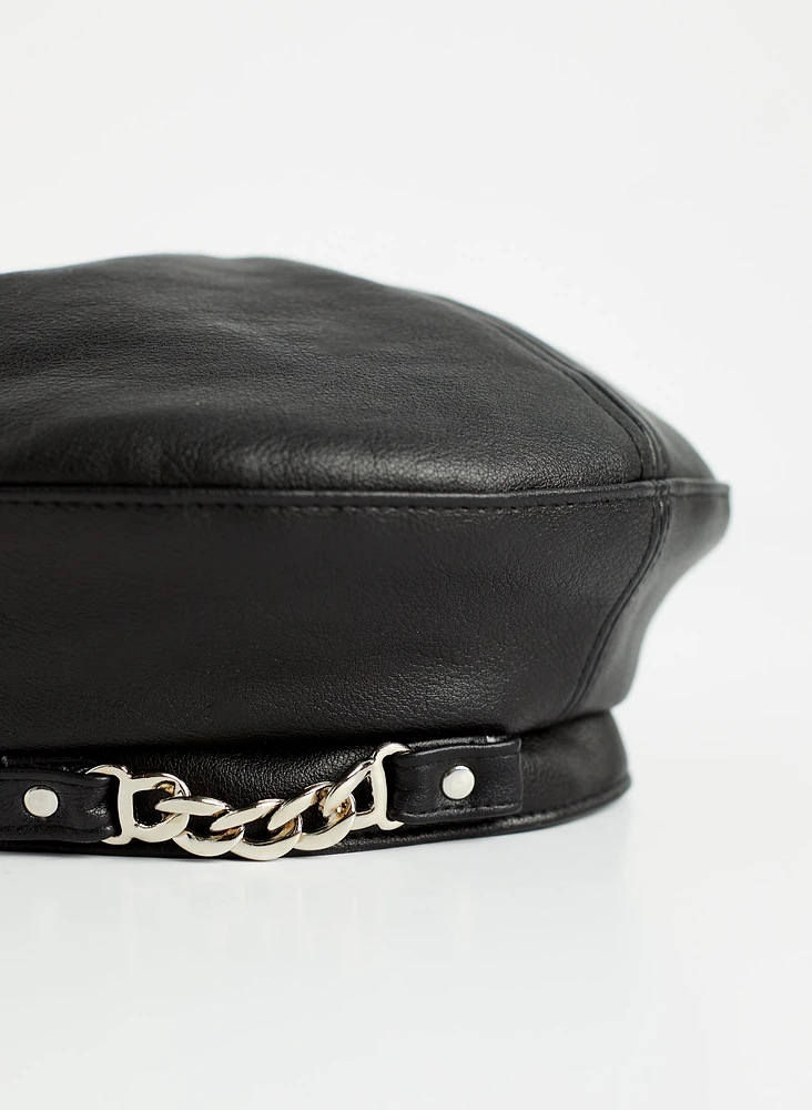 Vegan Leather Beret