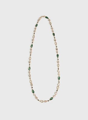 Links & Faceted Stones Necklace