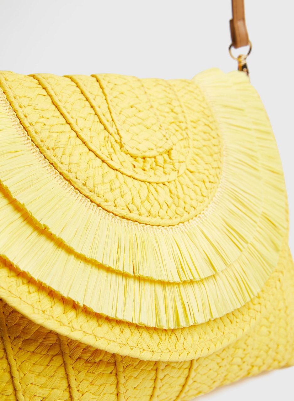 Raffia Fringe Paper Straw Clutch