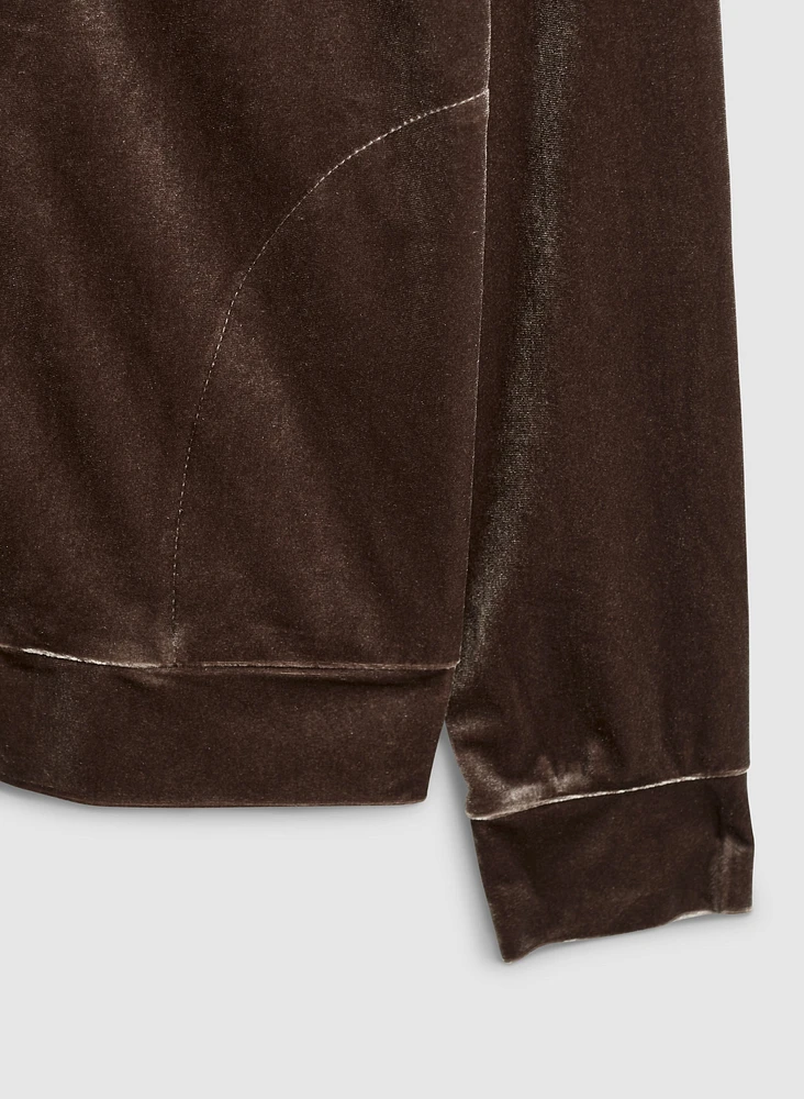 Velour Zipper Front Hoodie