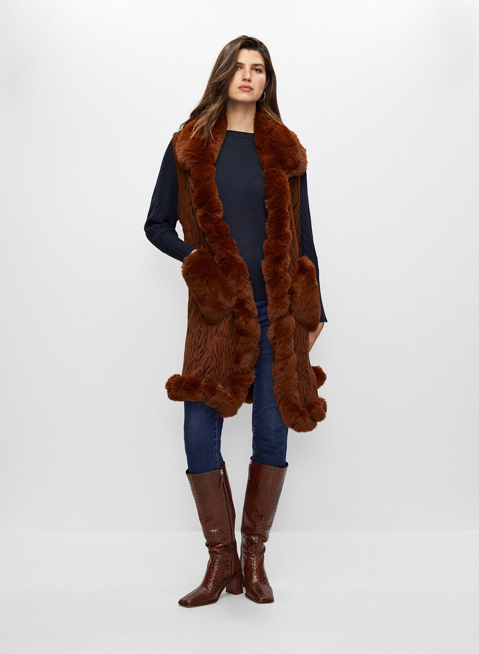 Sleeveless Faux Fur Poncho