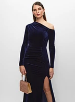 Velvet One-Shoulder Dress