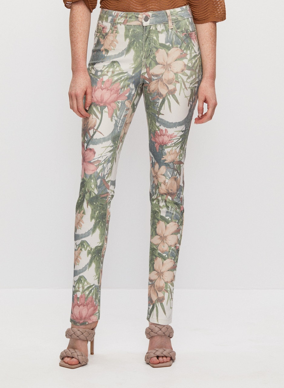 Floral Print Slim Leg Jeans