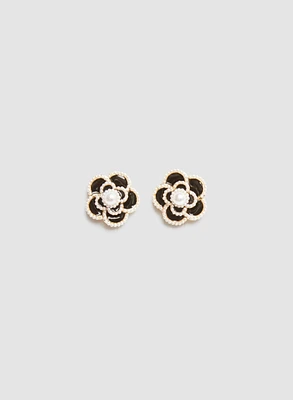 Floral Pearl Button Earrings