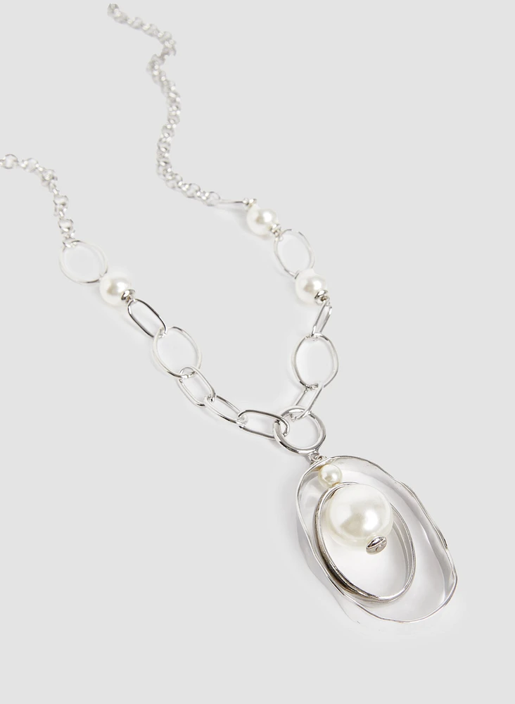 Ring & Pearl Pendant Necklace
