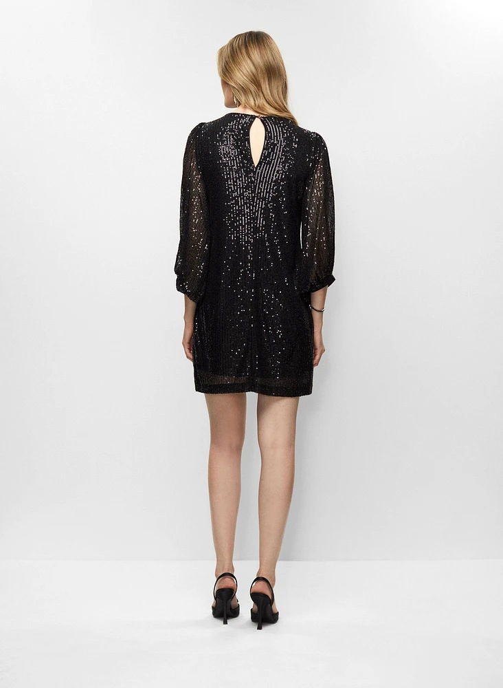 Sequin Puff Sleeve Dress