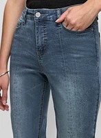 Cropped Slit-Hem Jeans