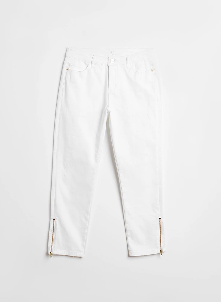 Zipper Detail Slim Leg Capris